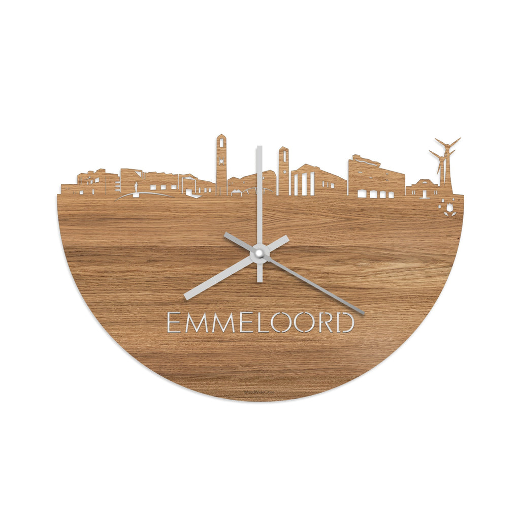 Skyline Klok Emmeloord Eiken houten cadeau wanddecoratie relatiegeschenk van WoodWideCities