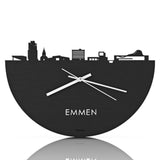 Skyline Klok Emmen Black Zwart houten cadeau wanddecoratie relatiegeschenk van WoodWideCities