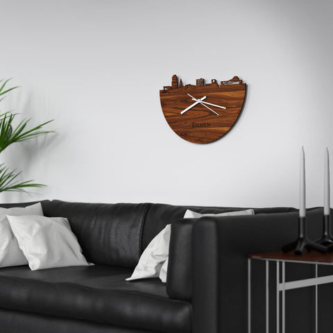 Skyline Klok Emmen Palissander Palissander houten cadeau wanddecoratie relatiegeschenk van WoodWideCities