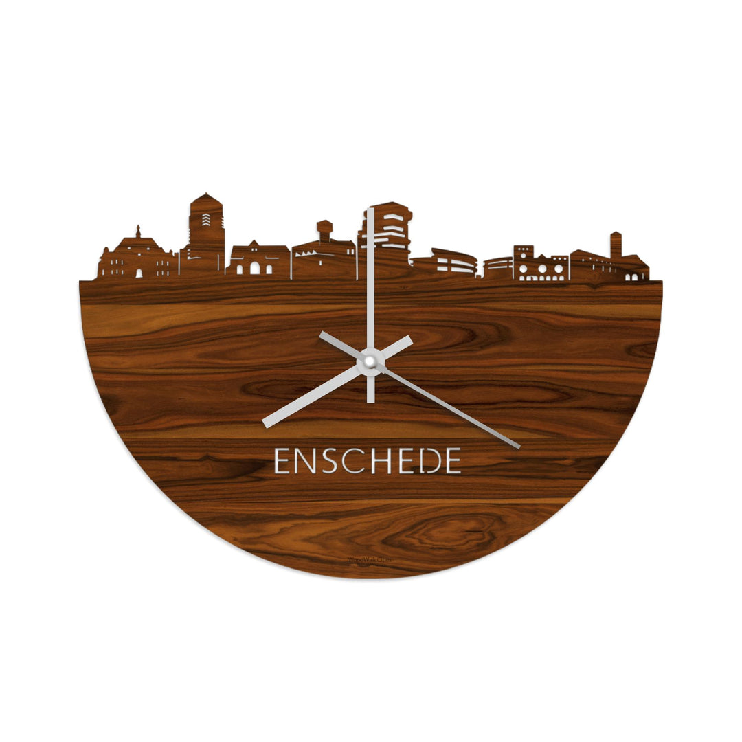 Skyline Klok Enschede Palissander Palissander  houten cadeau wanddecoratie relatiegeschenk van WoodWideCities