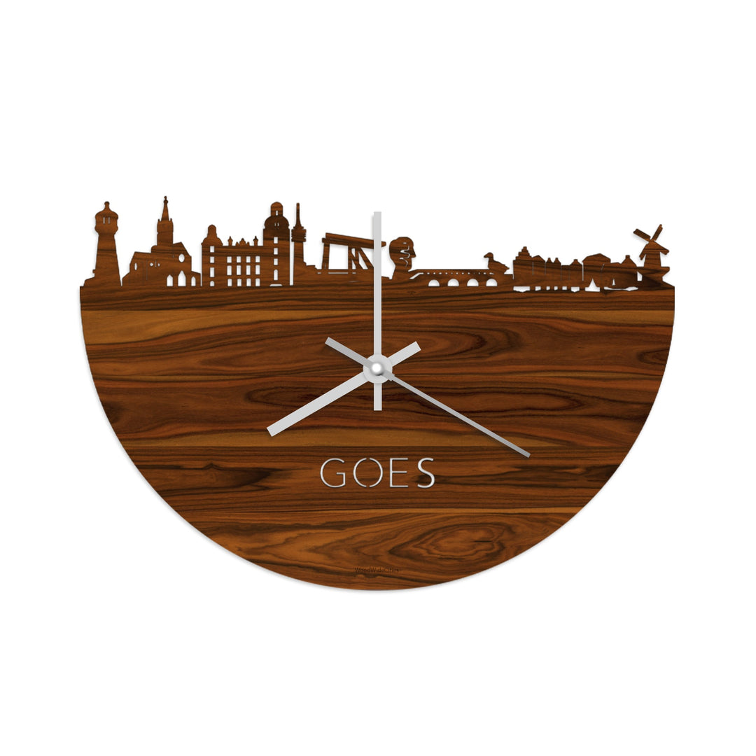 Skyline Klok Goes Palissander houten cadeau wanddecoratie relatiegeschenk van WoodWideCities