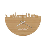Skyline Klok Gouda Bamboe houten cadeau wanddecoratie relatiegeschenk van WoodWideCities