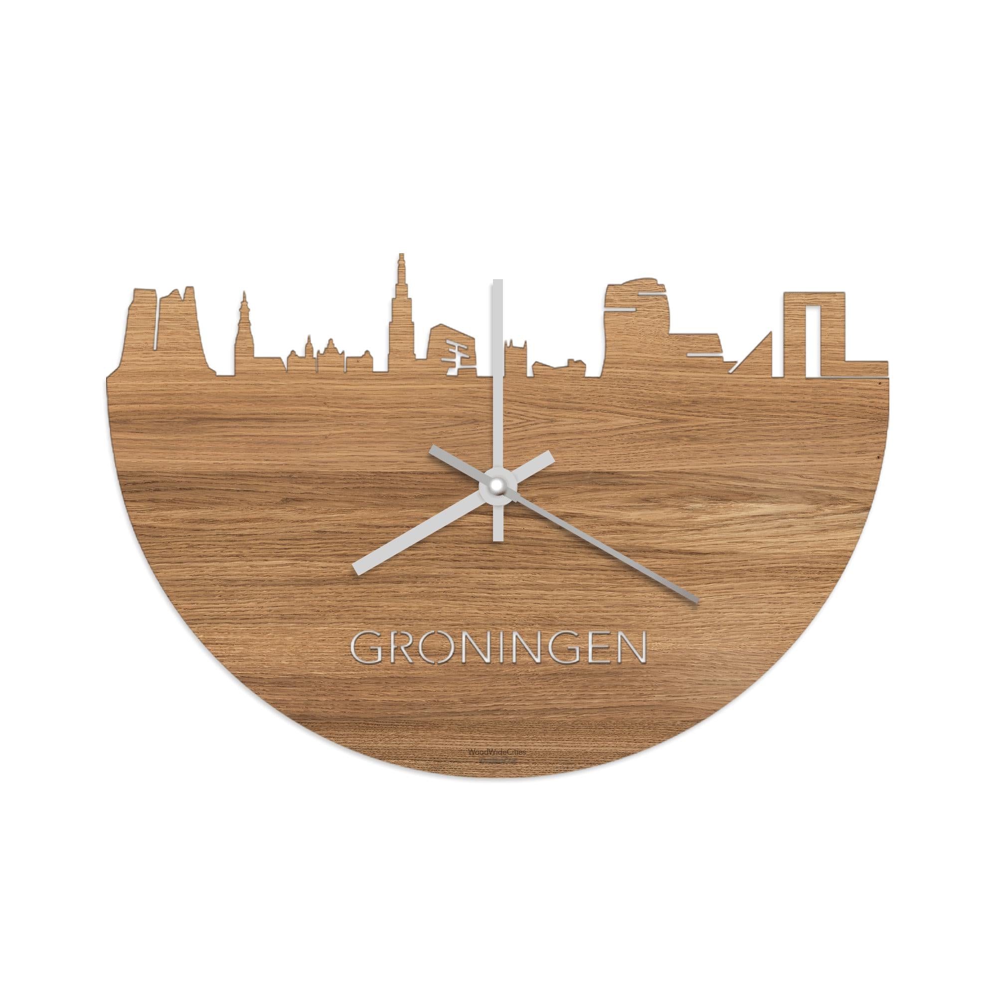 Skyline Klok Groningen Eiken houten cadeau decoratie relatiegeschenk van WoodWideCities