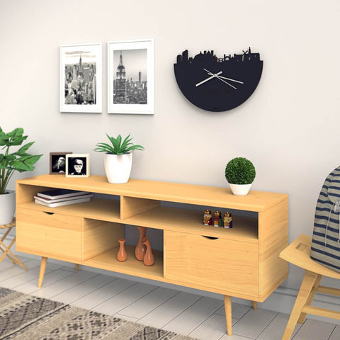 Skyline Klok Haarlem Black houten cadeau wanddecoratie relatiegeschenk van WoodWideCities
