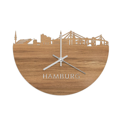 Skyline Clock Hamburg Oak