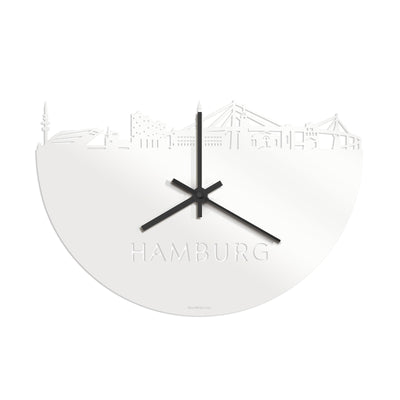 Skyline Clock Hamburg White Glossy