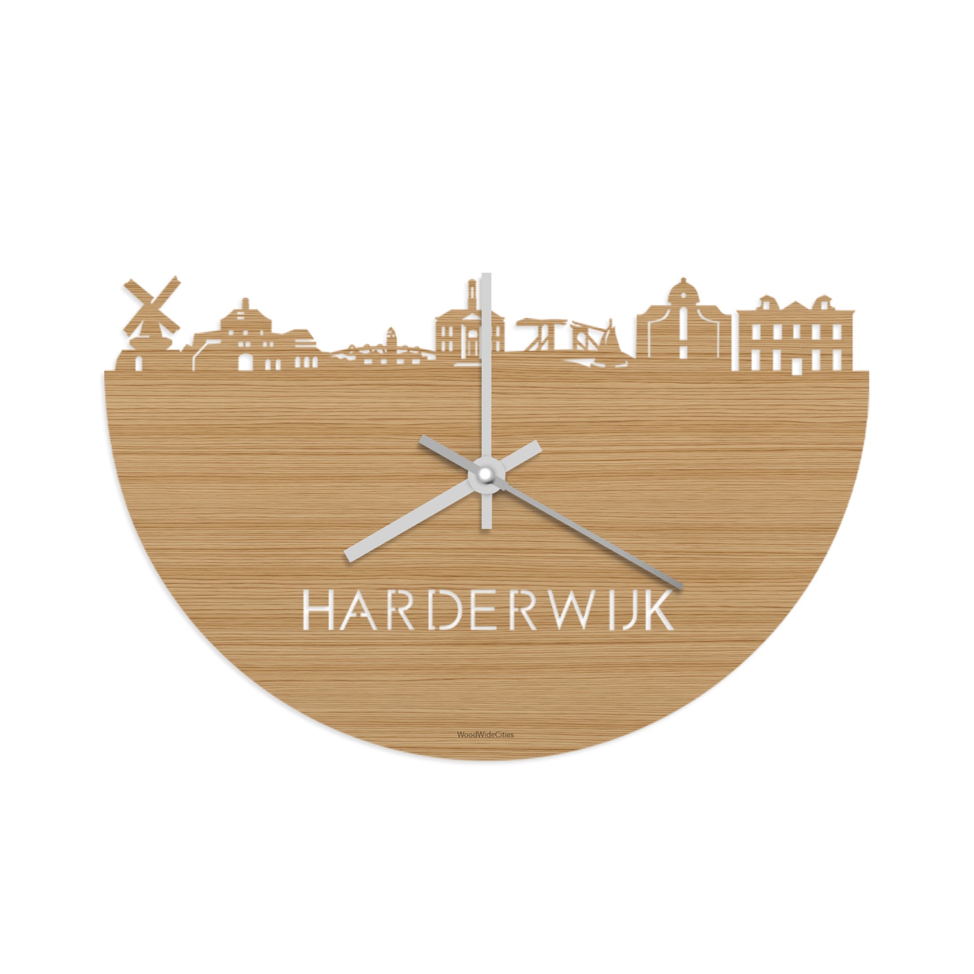 Skyline Klok Harderwijk Bamboe houten cadeau wanddecoratie relatiegeschenk van WoodWideCities