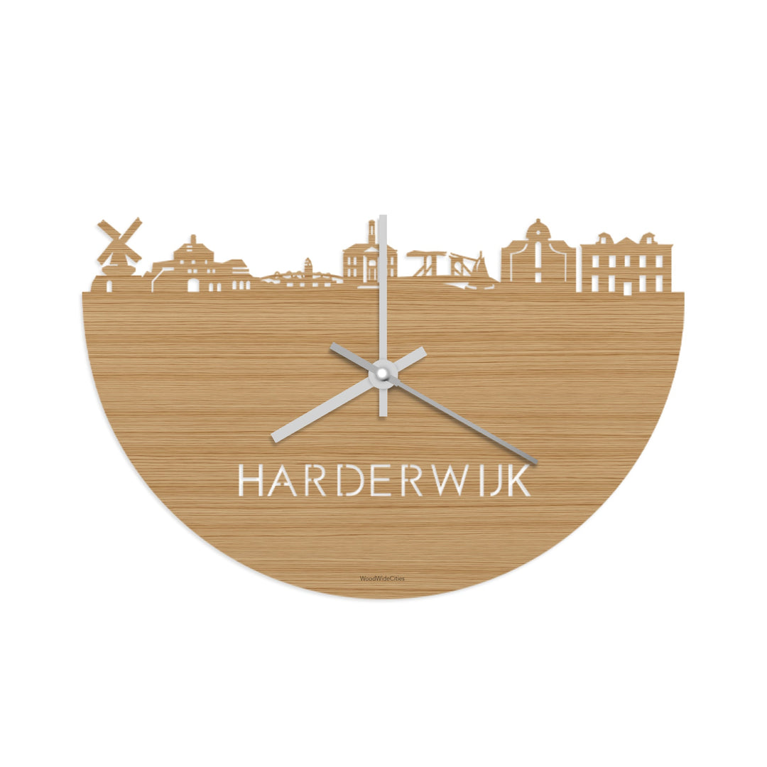 Skyline Klok Harderwijk Bamboe houten cadeau wanddecoratie relatiegeschenk van WoodWideCities