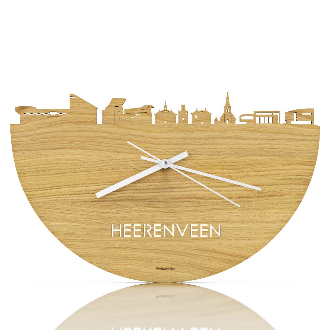 Skyline Klok Heerenveen Eiken Eiken houten cadeau wanddecoratie relatiegeschenk van WoodWideCities