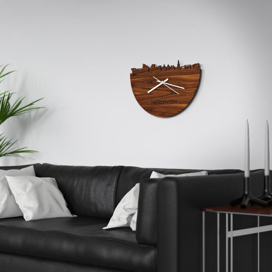 Skyline Klok Heerenveen Palissander Palissander houten cadeau wanddecoratie relatiegeschenk van WoodWideCities
