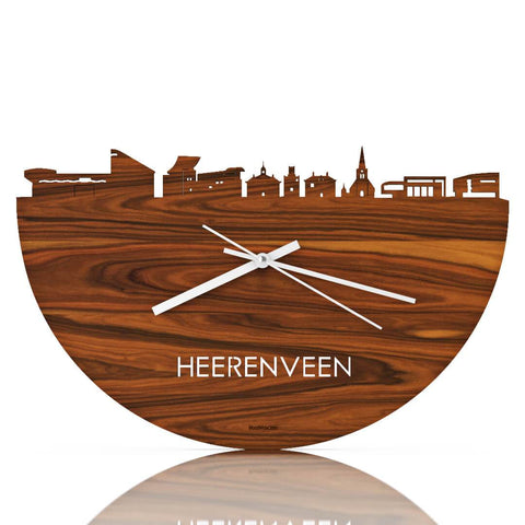 Skyline Klok Heerenveen Palissander Palissander houten cadeau wanddecoratie relatiegeschenk van WoodWideCities