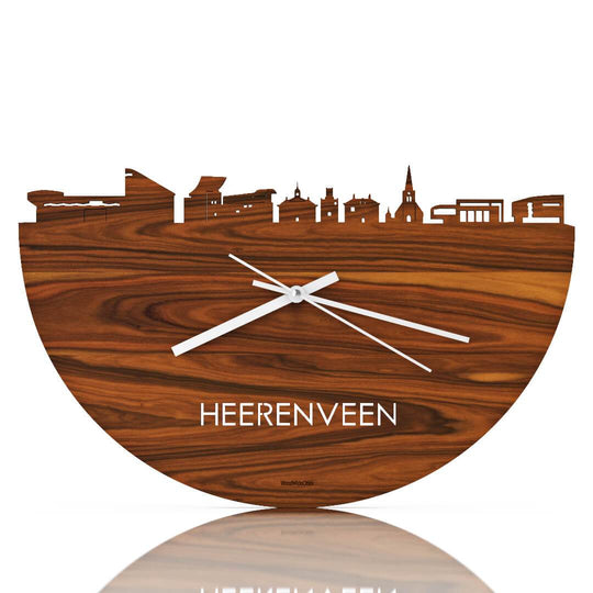 Skyline Klok Heerenveen Palissander Palissander houten cadeau wanddecoratie relatiegeschenk van WoodWideCities