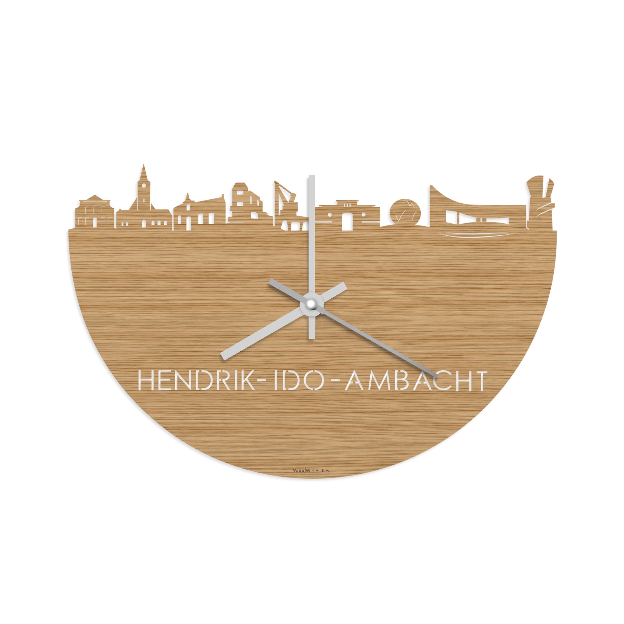 Skyline Klok Hendrik-Ido-Ambacht Bamboe houten cadeau wanddecoratie relatiegeschenk van WoodWideCities