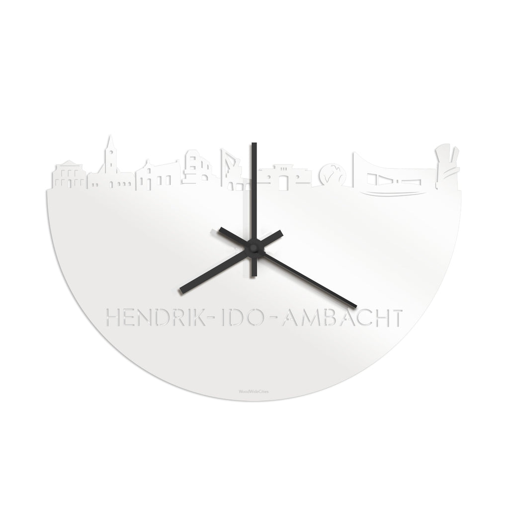 Skyline Klok Hendrik-Ido-Ambacht Wit glanzend gerecycled kunststof cadeau wanddecoratie relatiegeschenk van WoodWideCities
