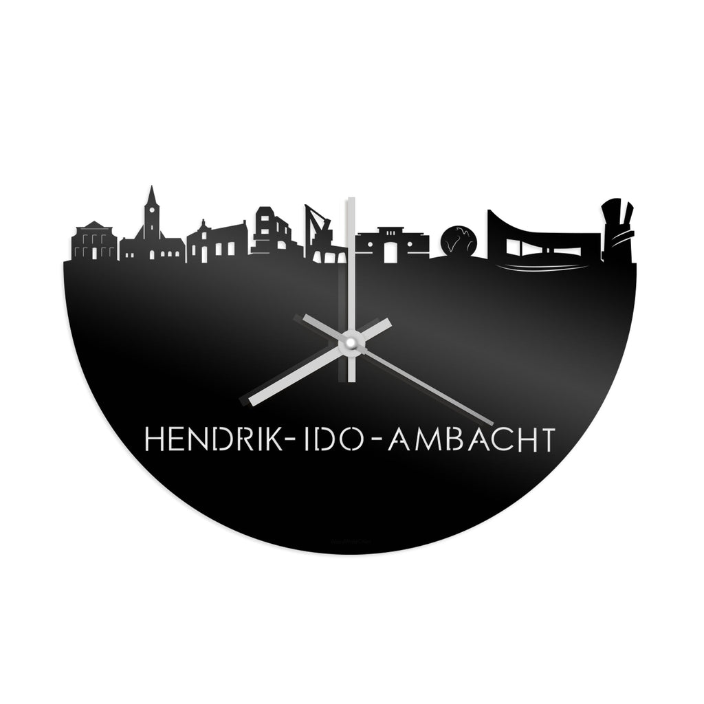 Skyline Klok Hendrik-Ido-Ambacht Zwart glanzend gerecycled kunststof cadeau wanddecoratie relatiegeschenk van WoodWideCities