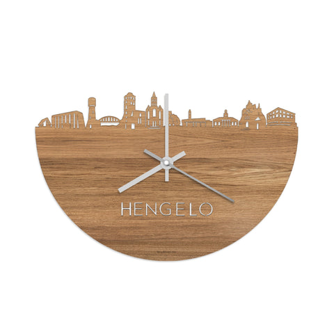 Skyline Klok Hengelo Eiken houten cadeau wanddecoratie relatiegeschenk van WoodWideCities