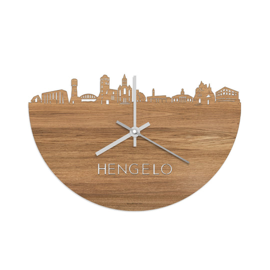 Skyline Klok Hengelo Eiken houten cadeau wanddecoratie relatiegeschenk van WoodWideCities