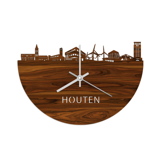 Skyline Klok Houten Palissander houten cadeau wanddecoratie relatiegeschenk van WoodWideCities