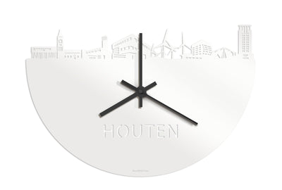 Skyline Clock Wooden White Glossy