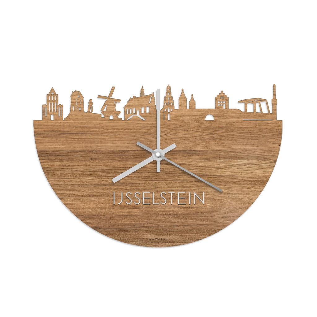 Skyline Klok IJsselstein Eiken houten cadeau wanddecoratie relatiegeschenk van WoodWideCities