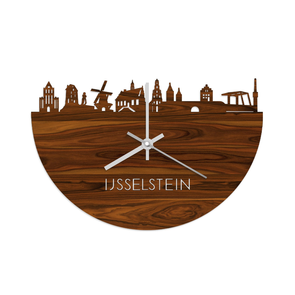 Skyline Klok IJsselstein Palissander houten cadeau wanddecoratie relatiegeschenk van WoodWideCities