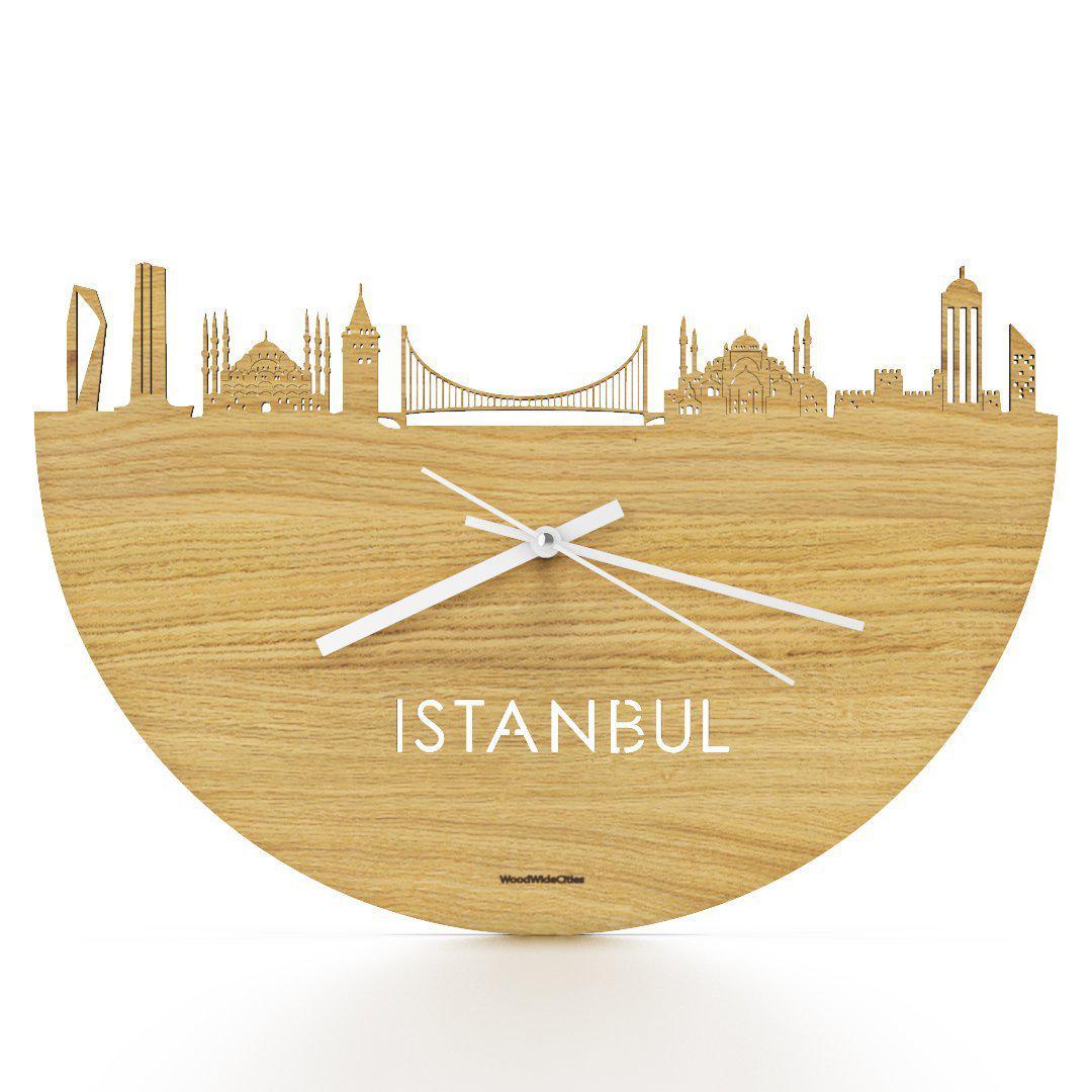 Skyline Klok Istanbul Eiken Eiken houten cadeau wanddecoratie relatiegeschenk van WoodWideCities
