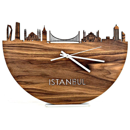 Skyline Klok Istanbul Noten Noten houten cadeau wanddecoratie relatiegeschenk van WoodWideCities
