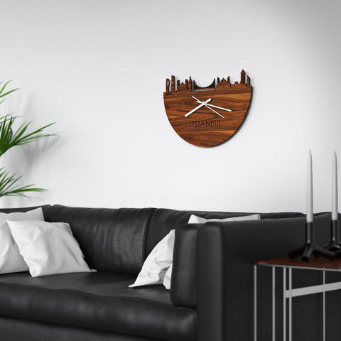 Skyline Klok Istanbul Palissander Palissander houten cadeau wanddecoratie relatiegeschenk van WoodWideCities