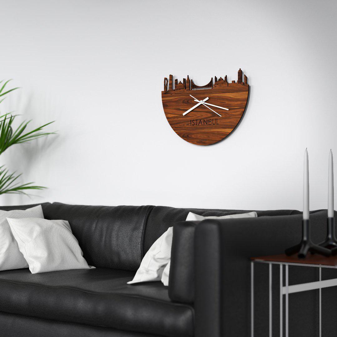 Skyline Klok Istanbul Palissander Palissander houten cadeau wanddecoratie relatiegeschenk van WoodWideCities