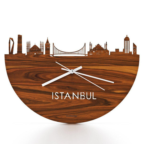 Skyline Klok Istanbul Palissander Palissander houten cadeau wanddecoratie relatiegeschenk van WoodWideCities