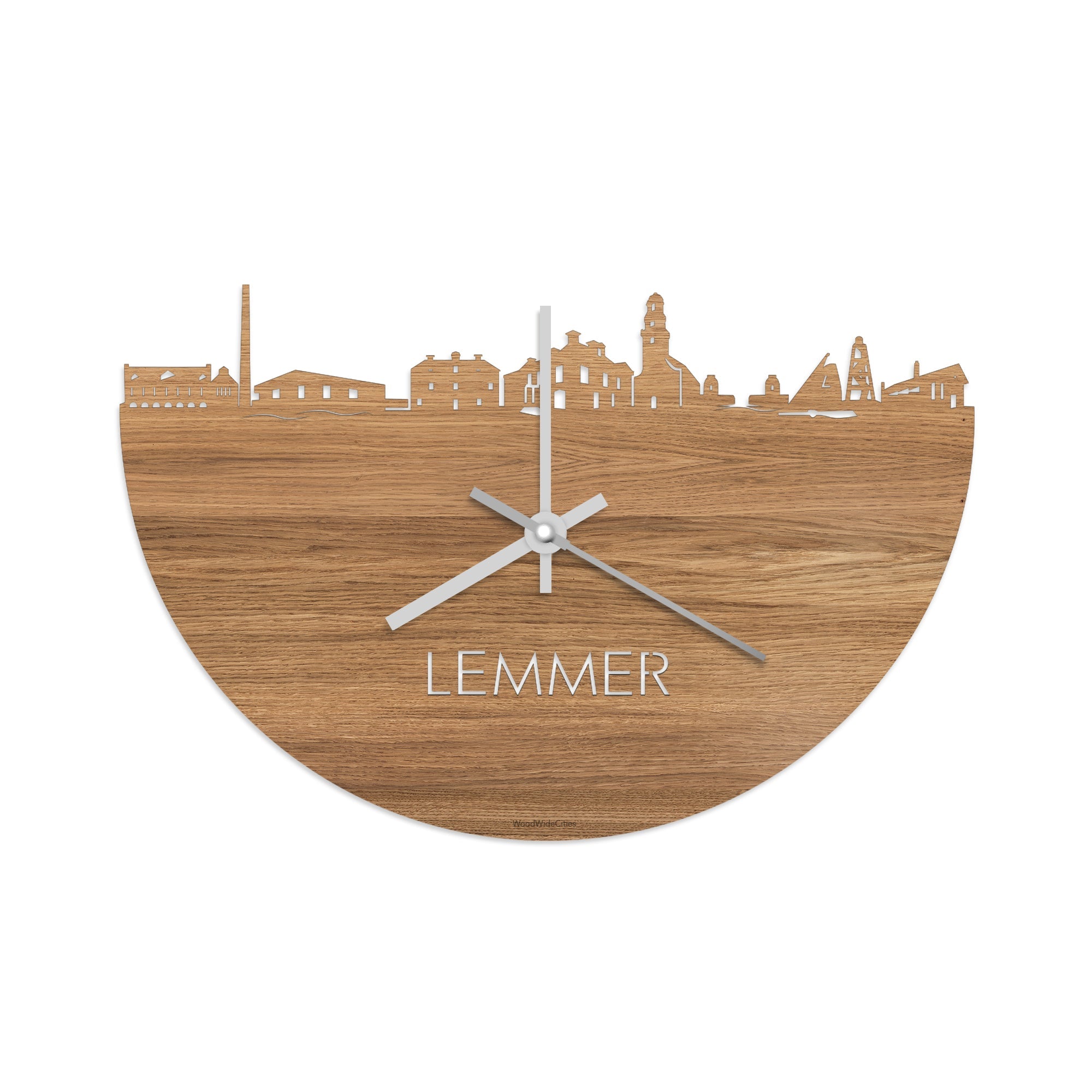 Skyline Klok Lemmer Eiken houten cadeau wanddecoratie relatiegeschenk van WoodWideCities