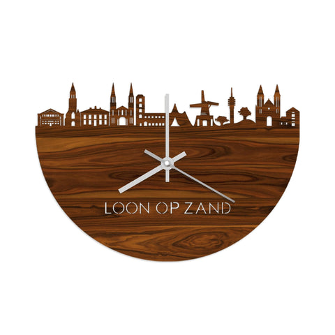 Skyline Klok Loon op Zand Palissander houten cadeau wanddecoratie relatiegeschenk van WoodWideCities