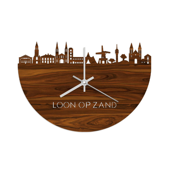 Skyline Klok Loon op Zand Palissander houten cadeau wanddecoratie relatiegeschenk van WoodWideCities