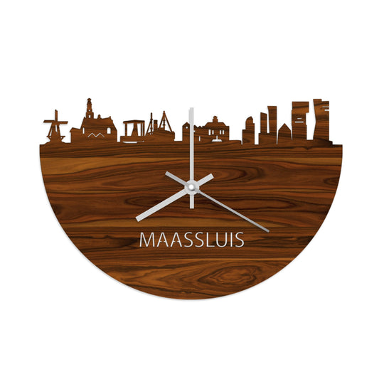 Skyline Klok Maassluis Palissander houten cadeau wanddecoratie relatiegeschenk van WoodWideCities