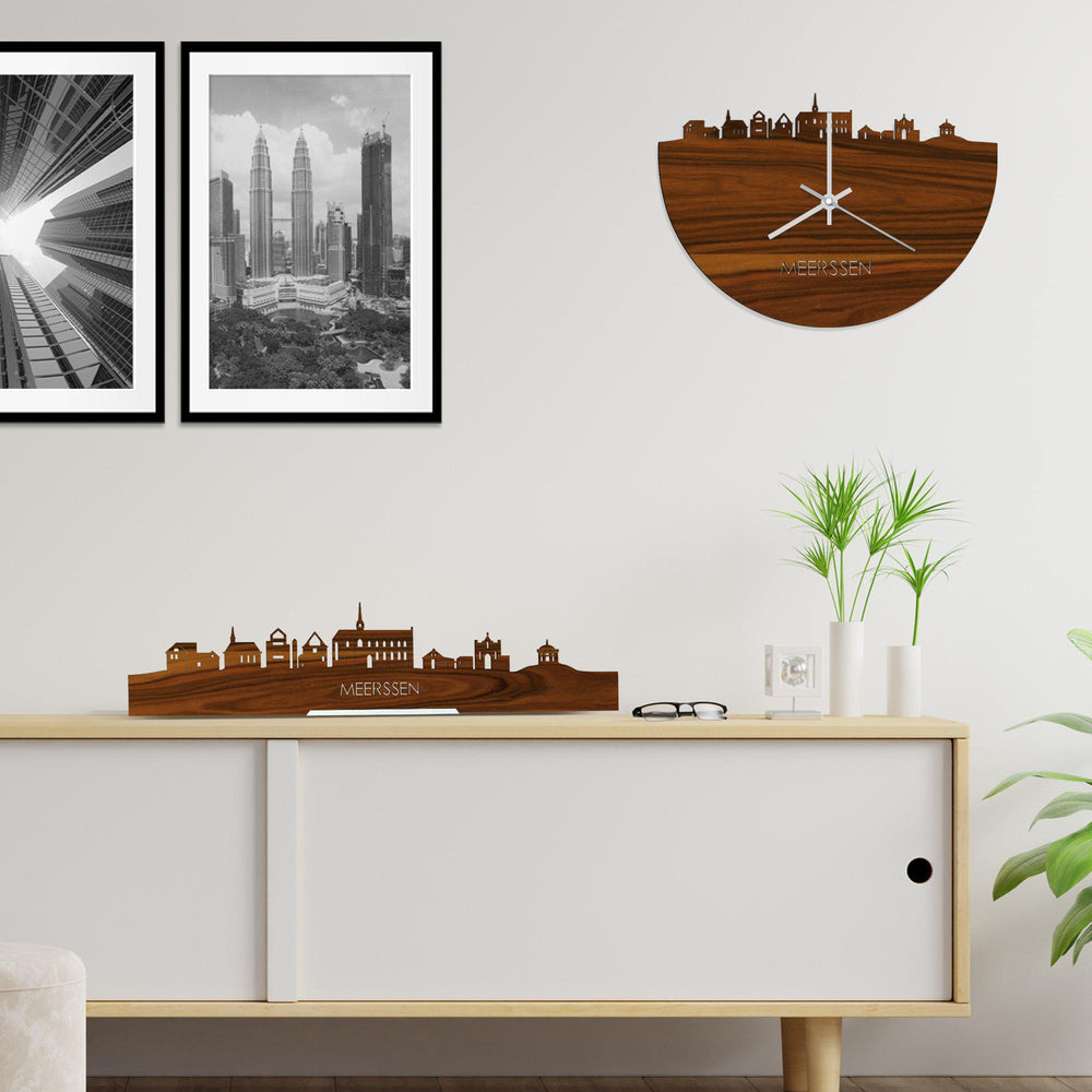 Skyline Klok Meerssen Palissander houten cadeau wanddecoratie relatiegeschenk van WoodWideCities