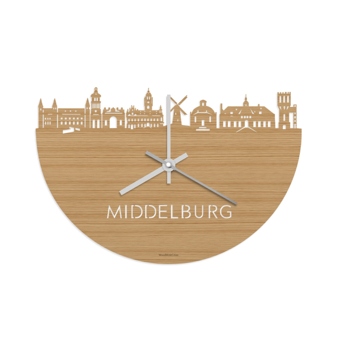 Skyline Klok Middelburg Bamboe houten cadeau wanddecoratie relatiegeschenk van WoodWideCities