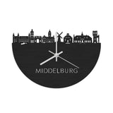 Skyline Klok Middelburg Black Zwart houten cadeau wanddecoratie relatiegeschenk van WoodWideCities