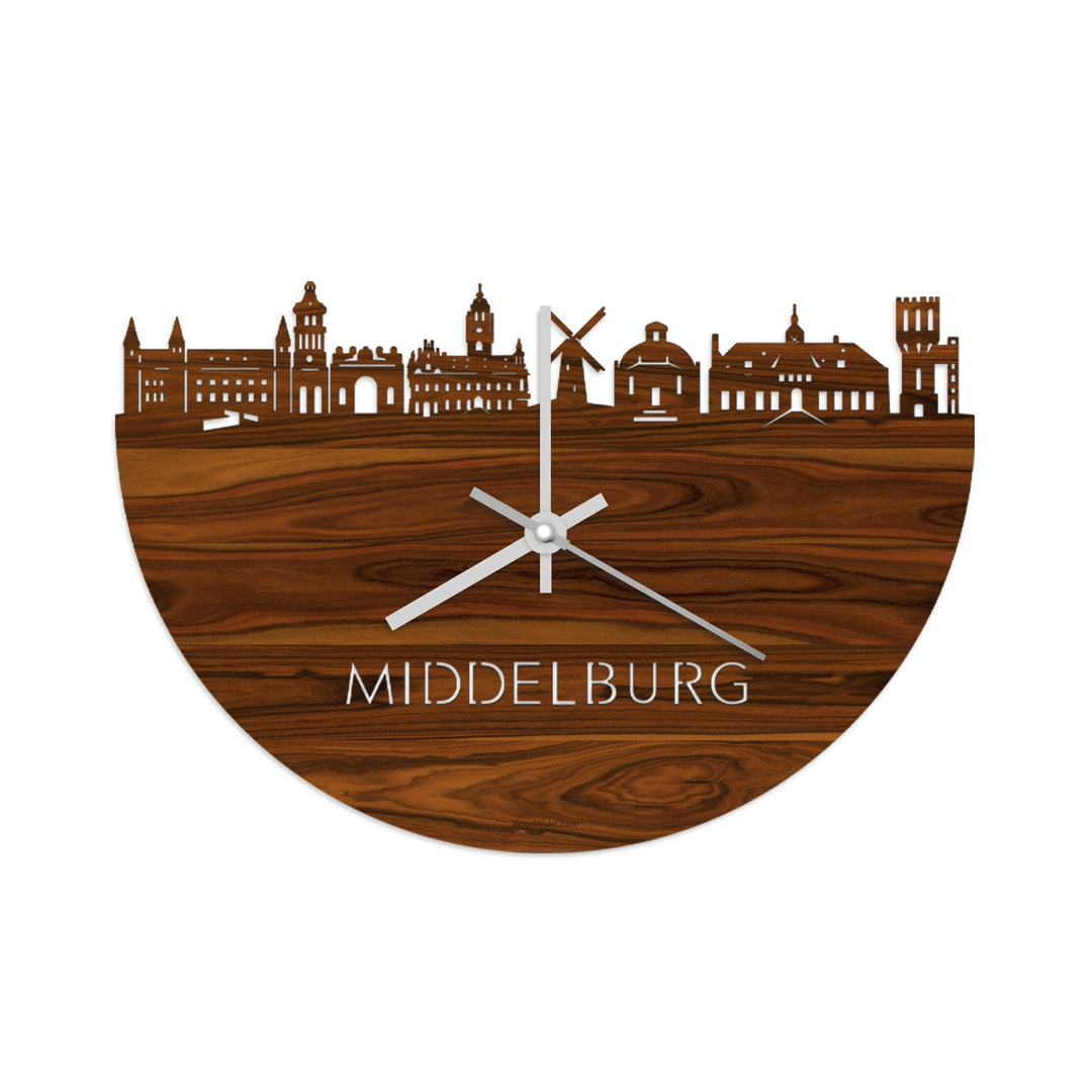 Skyline Klok Middelburg Palissander houten cadeau wanddecoratie relatiegeschenk van WoodWideCities