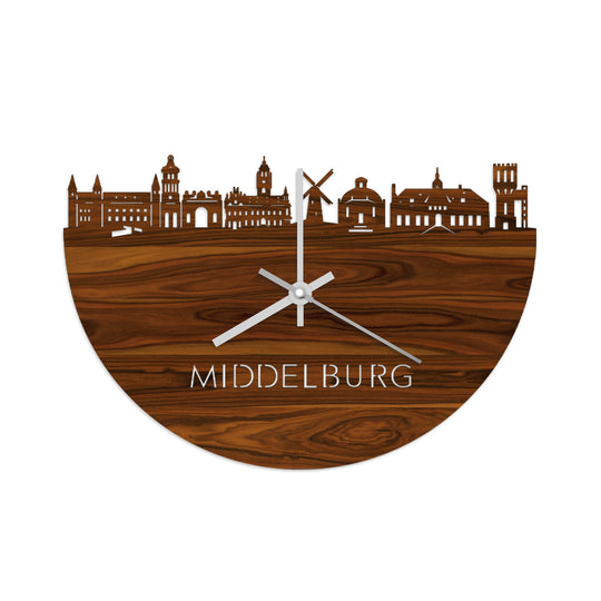 Skyline Klok Middelburg Palissander houten cadeau wanddecoratie relatiegeschenk van WoodWideCities