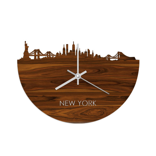Skyline Klok New York Palissander Palissander  houten cadeau wanddecoratie relatiegeschenk van WoodWideCities