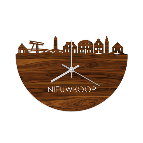 Skyline Klok Nieuwkoop Palissander houten cadeau wanddecoratie relatiegeschenk van WoodWideCities