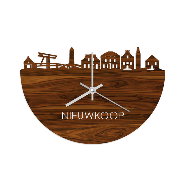 Skyline Klok Nieuwkoop Palissander houten cadeau wanddecoratie relatiegeschenk van WoodWideCities