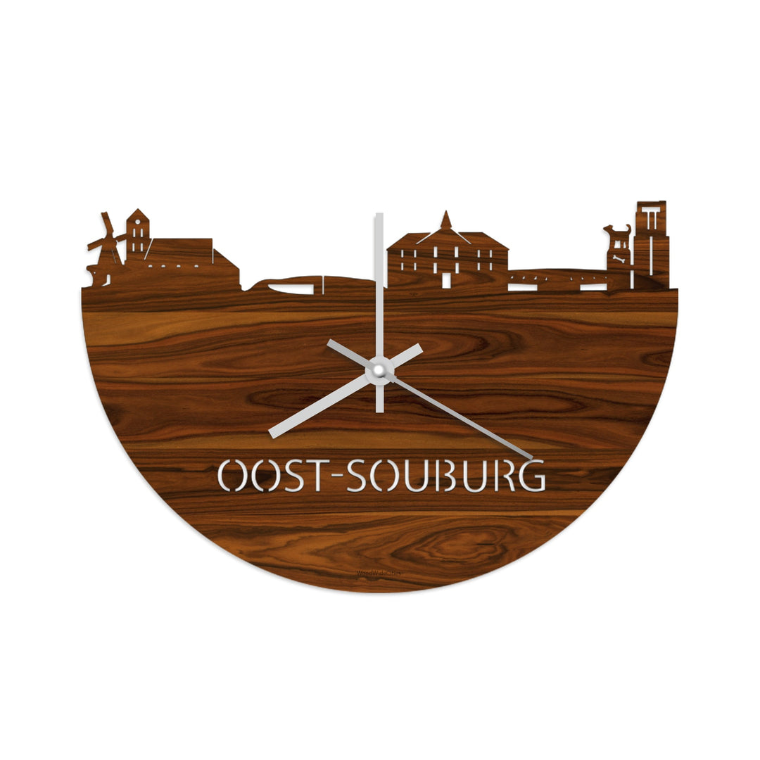 Skyline Klok Oost-Souburg Palissander houten cadeau wanddecoratie relatiegeschenk van WoodWideCities