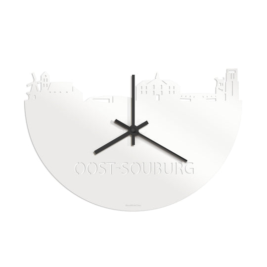 Skyline Klok Oost-Souburg Wit glanzend gerecycled kunststof cadeau wanddecoratie relatiegeschenk van WoodWideCities
