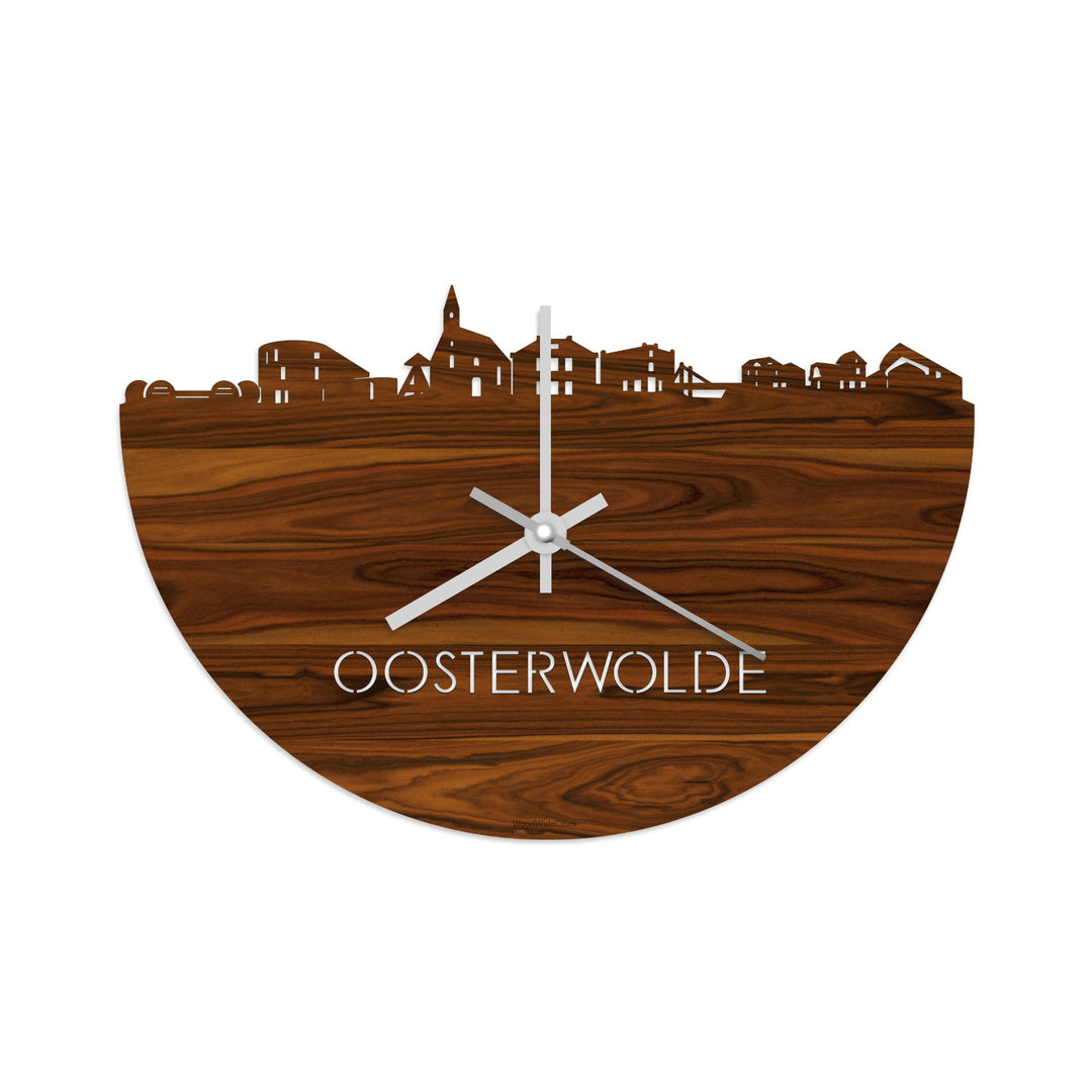 Skyline Klok Oosterwolde Palissander houten cadeau wanddecoratie relatiegeschenk van WoodWideCities