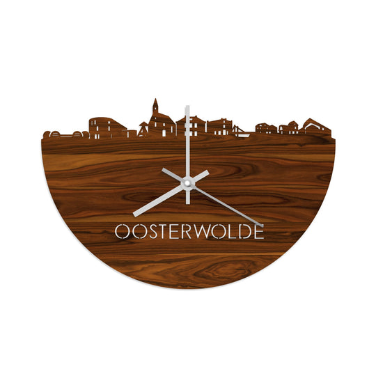 Skyline Klok Oosterwolde Palissander houten cadeau wanddecoratie relatiegeschenk van WoodWideCities