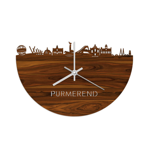 Skyline Klok Purmerend Palissander houten cadeau wanddecoratie relatiegeschenk van WoodWideCities