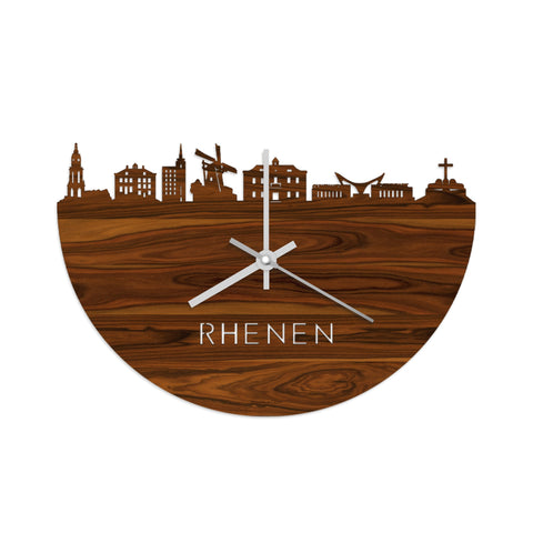 Skyline Klok Rhenen Palissander houten cadeau wanddecoratie relatiegeschenk van WoodWideCities