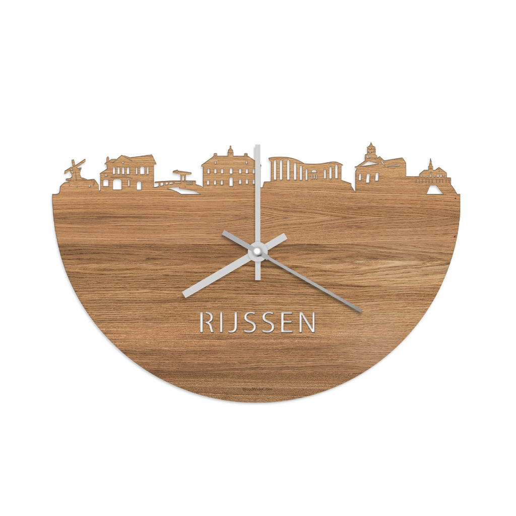 Skyline Klok Rijssen Eiken houten cadeau wanddecoratie relatiegeschenk van WoodWideCities
