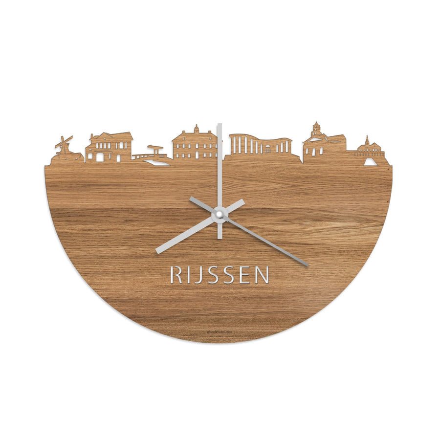 Skyline Klok Rijssen Eiken houten cadeau wanddecoratie relatiegeschenk van WoodWideCities